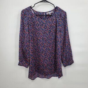 Daniel Rainn Floral Long Sleeve Tunic Top Lightweight Womens Medium Multi
